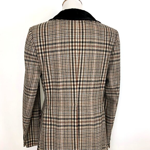 Vintage J. Peterman Wool Plaid Edwardian Coat Velvet Collar Sz 8 - Picture 10 of 16